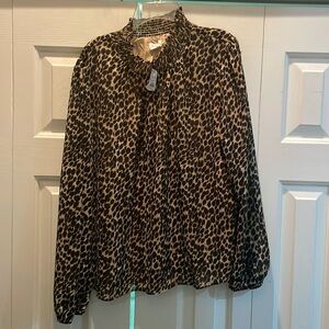 J. Crew Leopard Print Blouse - Black and Brown
